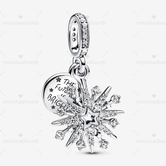 Pandora Sparkling Firework Double Dangle Charm - Picture 1 of 5